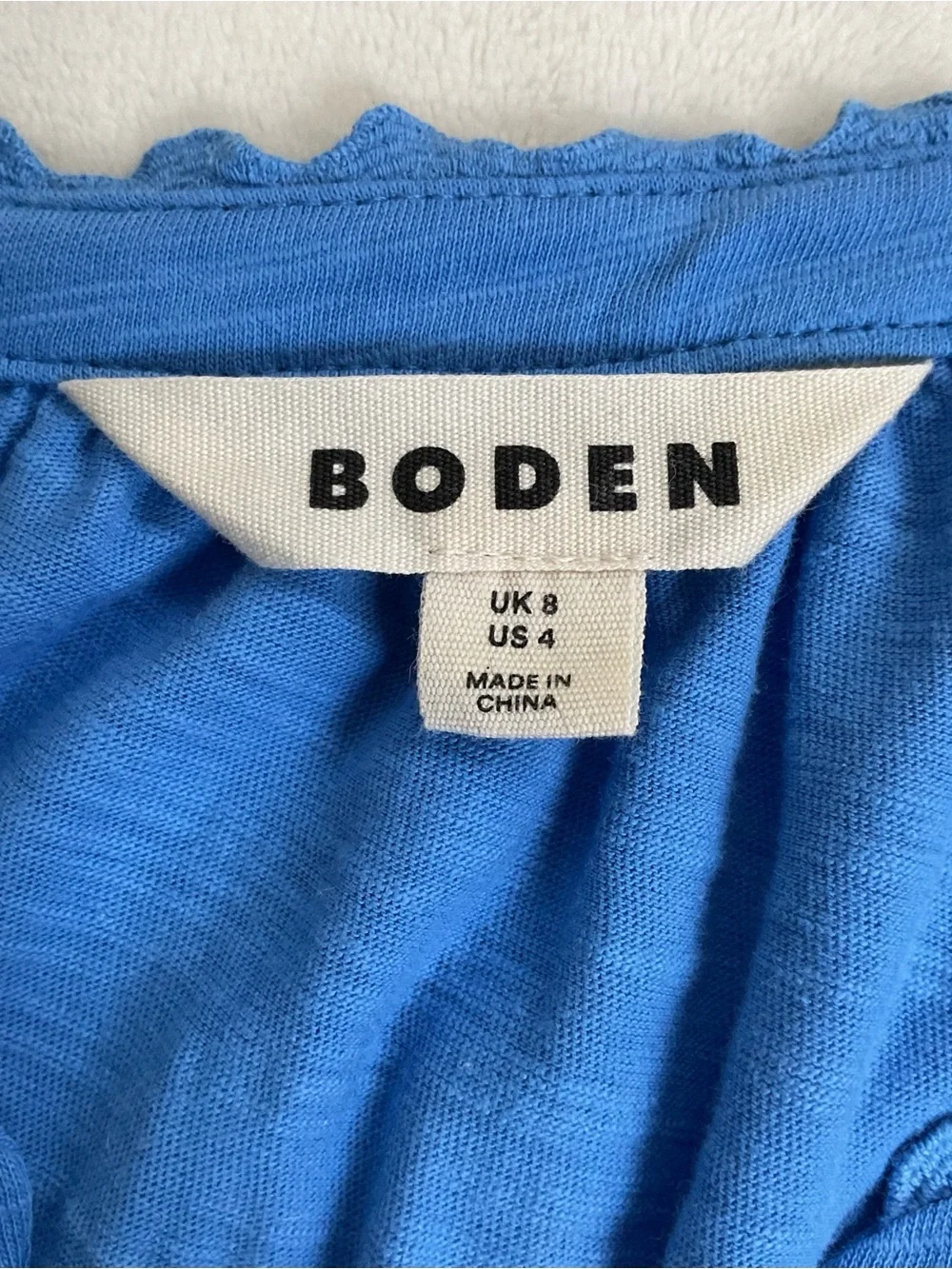 Boden Maisy Rikrak Trim Top Cotton Blue